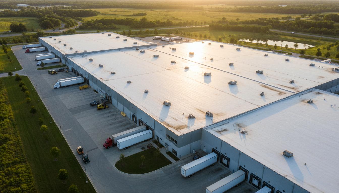 Aerial view of commercial warehouse